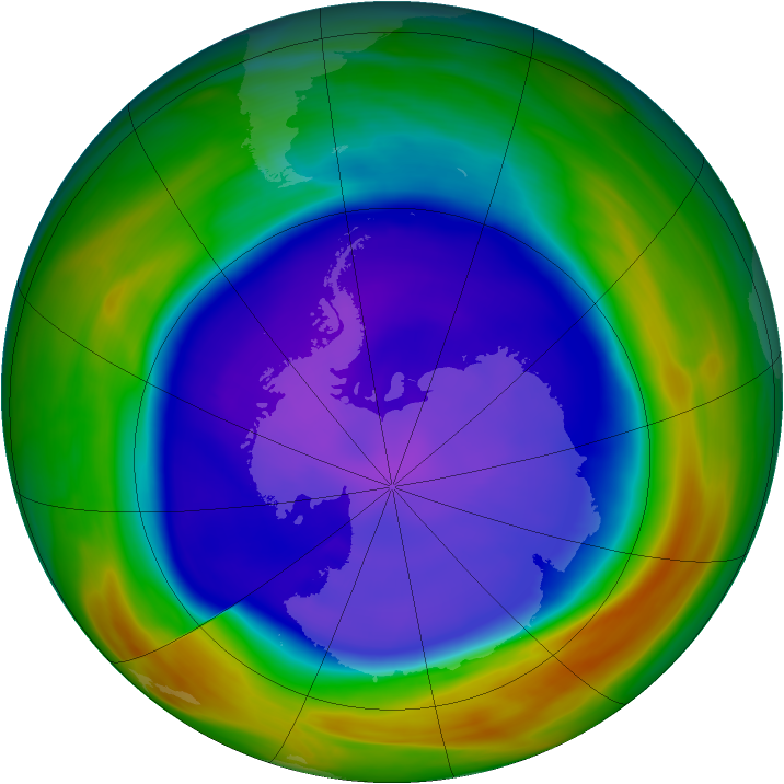 Antarctic ozone map for 19 September 2005